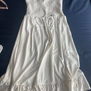 Juicy Couture Women Swim Coverups VTG Y2K White Strapless Ruffled Sundress